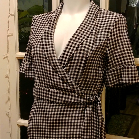 Ganni Gingham Crepe Wrap Dress - Picture 3 of 10